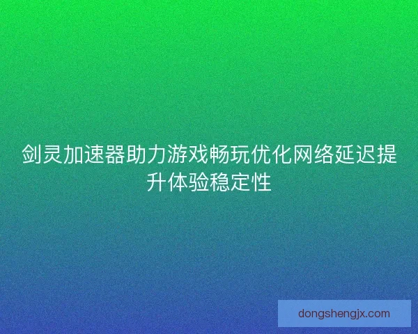 剑灵加速器助力游戏畅玩优化网络延迟提升体验稳定性