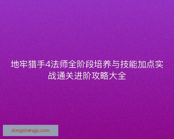 地牢猎手4法师全阶段培养与技能加点实战通关进阶攻略大全