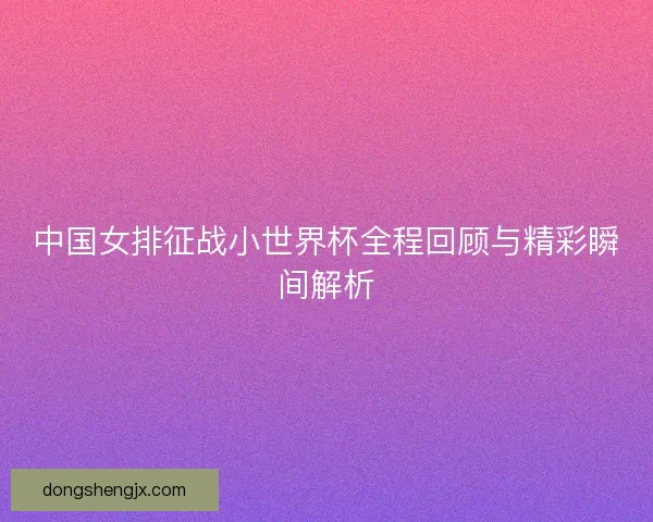 中国女排征战小世界杯全程回顾与精彩瞬间解析